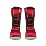 Red Kaleidoscope Print Winter Boots