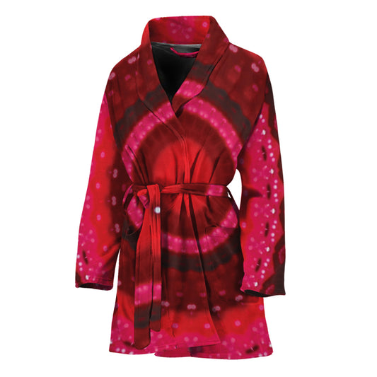 Red Kaleidoscope Print Women's Bathrobe