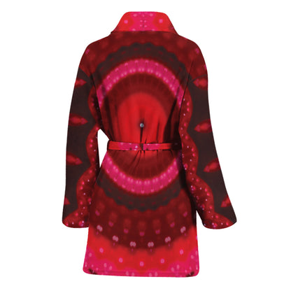 Red Kaleidoscope Print Women's Bathrobe