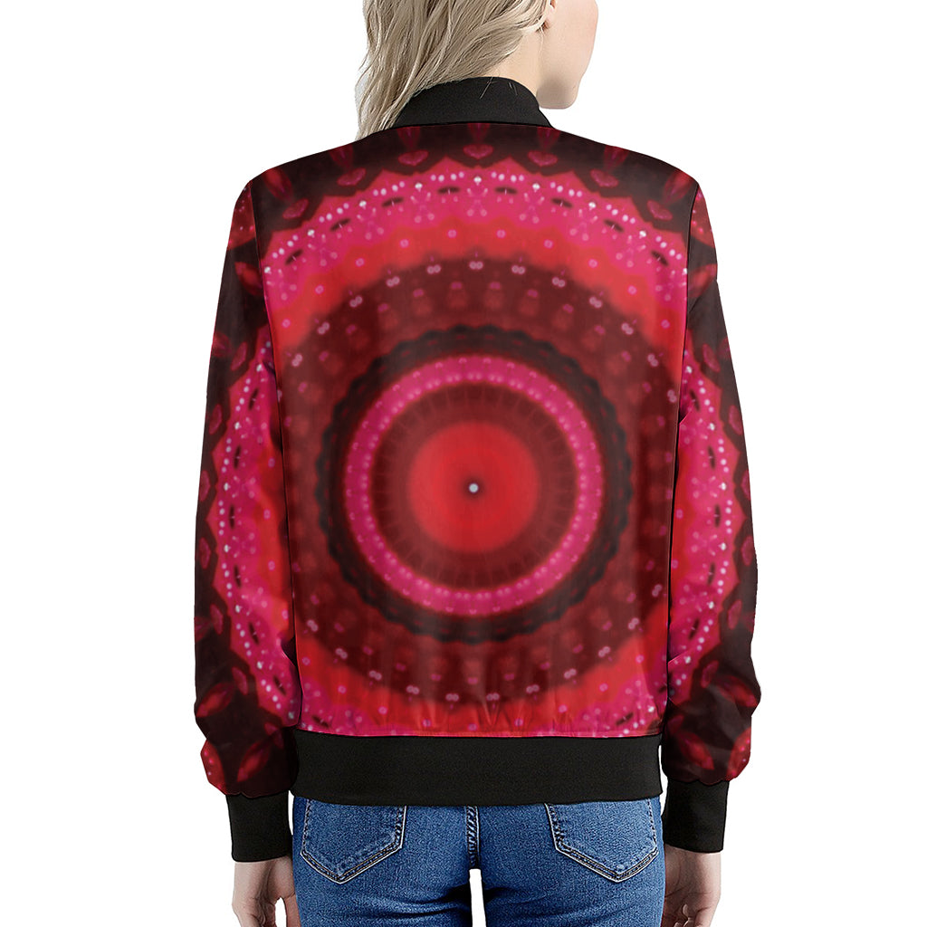 Red Kaleidoscope Print Women's Bomber Jacket
