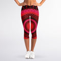 Red Kaleidoscope Print Women's Capri Leggings