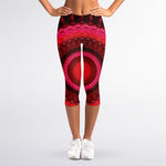 Red Kaleidoscope Print Women's Capri Leggings