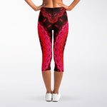 Red Kaleidoscope Print Women's Capri Leggings