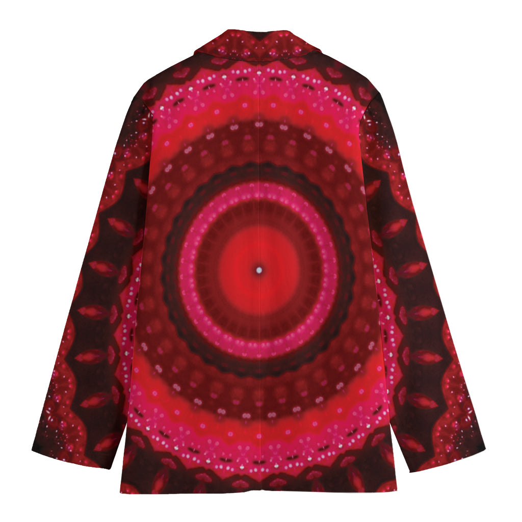 Red Kaleidoscope Print Women's Cotton Blazer