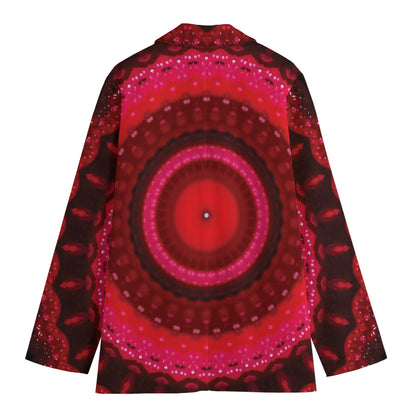Red Kaleidoscope Print Women's Cotton Blazer