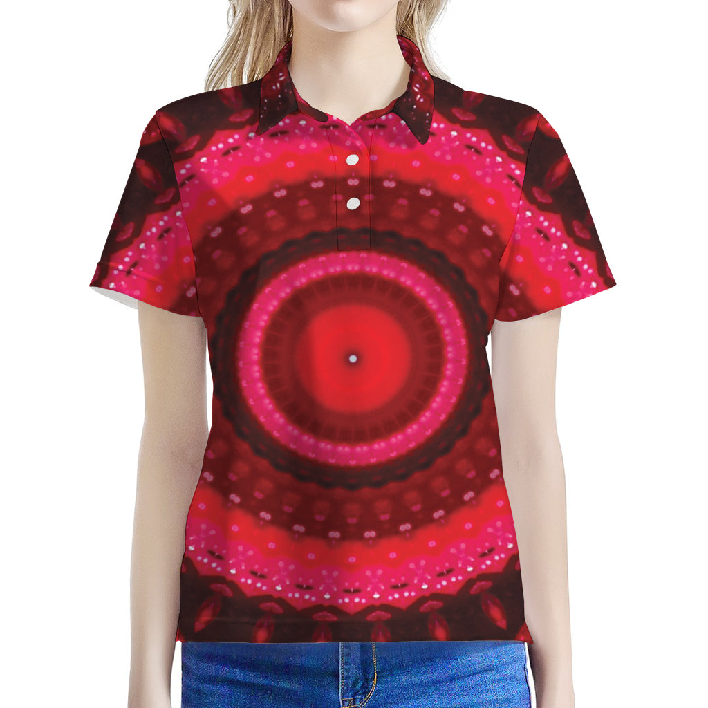 Red Kaleidoscope Print Women's Polo Shirt