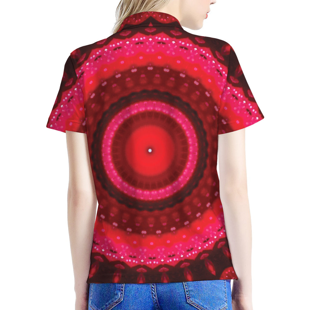 Red Kaleidoscope Print Women's Polo Shirt