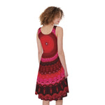 Red Kaleidoscope Print Women's Sleeveless Dress
