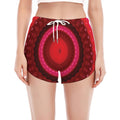 Red Kaleidoscope Print Women's Split Running Shorts