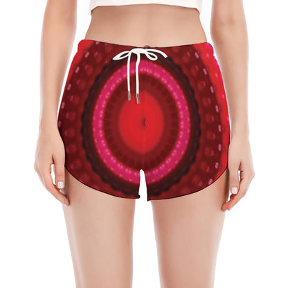 Red Kaleidoscope Print Women's Split Running Shorts