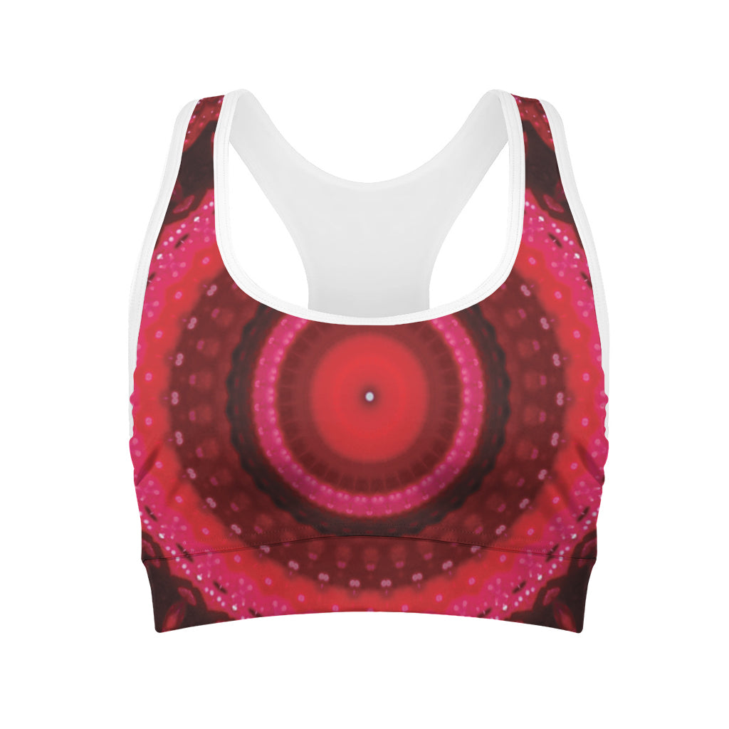 Red Kaleidoscope Print Women's Sports Bra