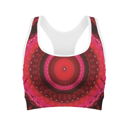 Red Kaleidoscope Print Women's Sports Bra