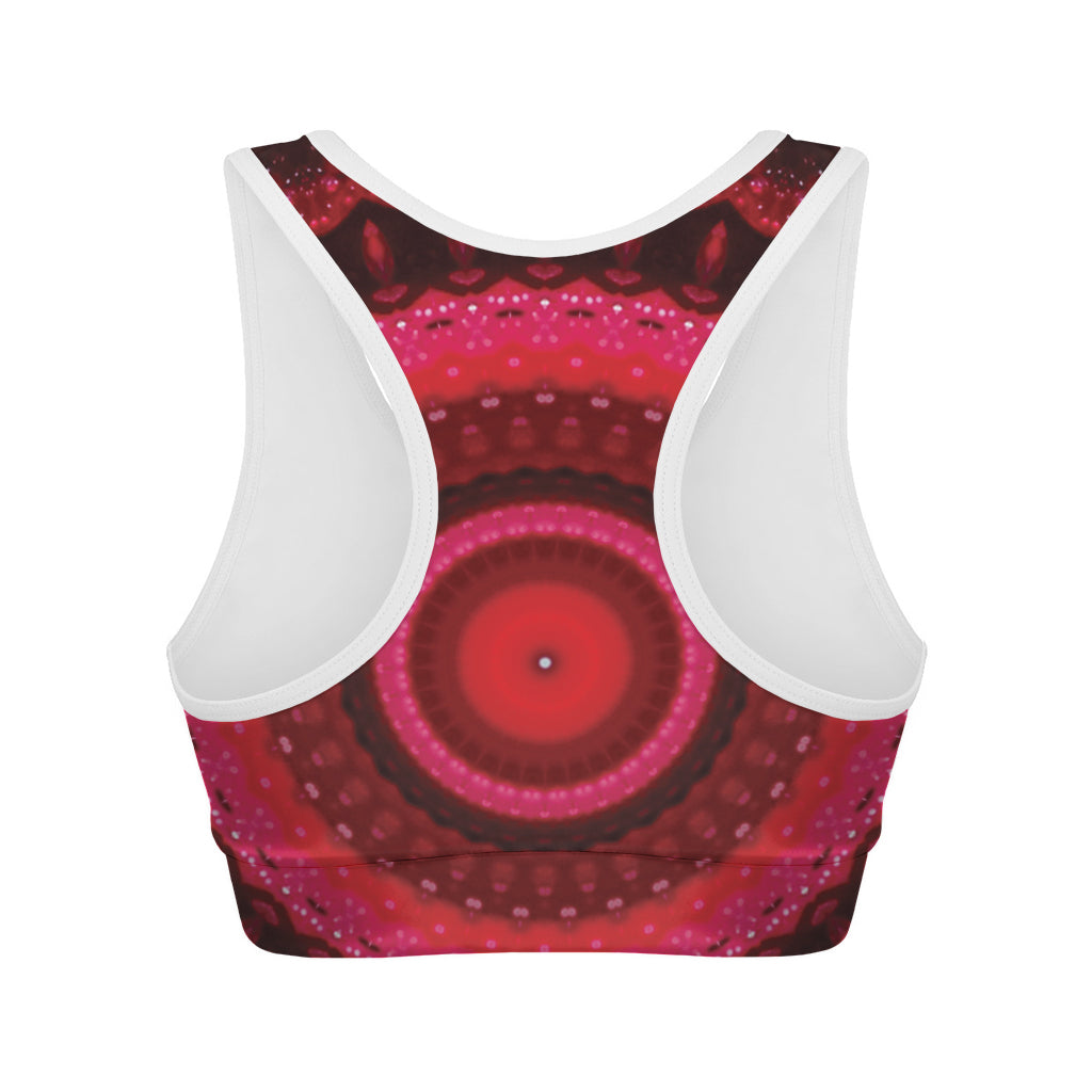 Red Kaleidoscope Print Women's Sports Bra