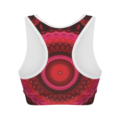 Red Kaleidoscope Print Women's Sports Bra