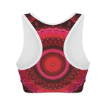 Red Kaleidoscope Print Women's Sports Bra