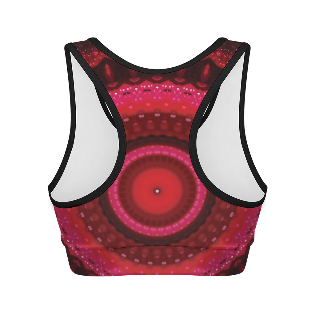 Red Kaleidoscope Print Women's Sports Bra