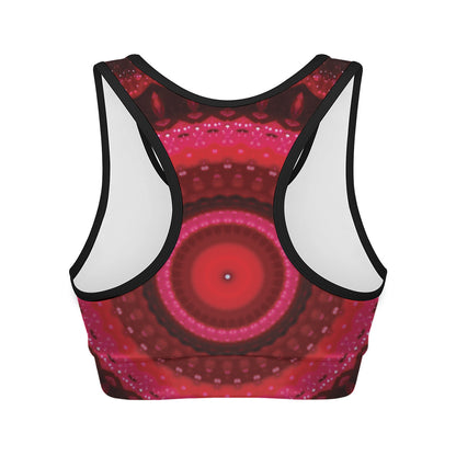 Red Kaleidoscope Print Women's Sports Bra