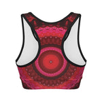 Red Kaleidoscope Print Women's Sports Bra