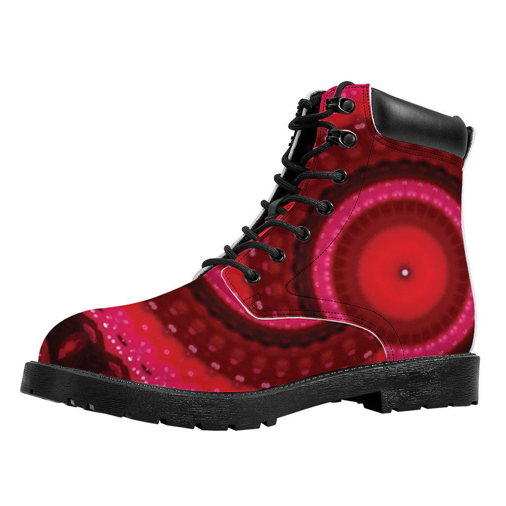 Red Kaleidoscope Print Work Boots