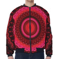 Red Kaleidoscope Print Zip Sleeve Bomber Jacket