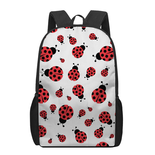 Red Ladybug Pattern Print 17 Inch Backpack