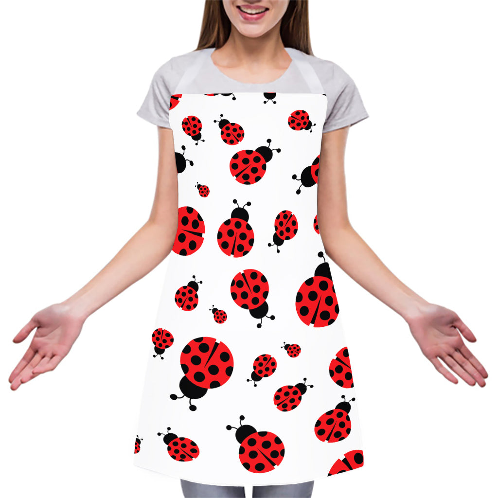 Red Ladybug Pattern Print Adjustable Apron