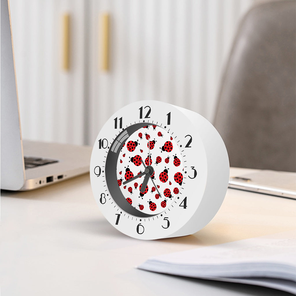 Red Ladybug Pattern Print Alarm Clock