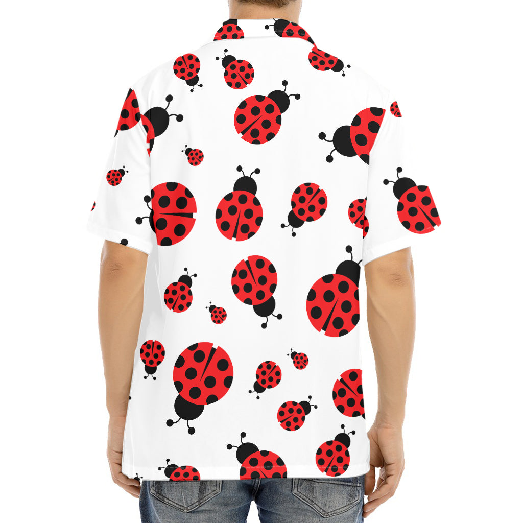 Red Ladybug Pattern Print Aloha Shirt
