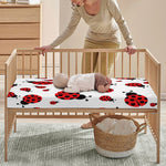 Red Ladybug Pattern Print Baby Crib Sheet