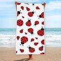 Red Ladybug Pattern Print Beach Towel
