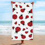 Red Ladybug Pattern Print Beach Towel