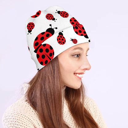 Red Ladybug Pattern Print Beanie