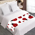 Red Ladybug Pattern Print Bed Runner