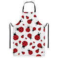 Red Ladybug Pattern Print Bib Apron With Pocket