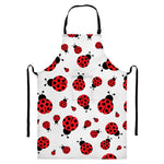 Red Ladybug Pattern Print Bib Apron With Pocket