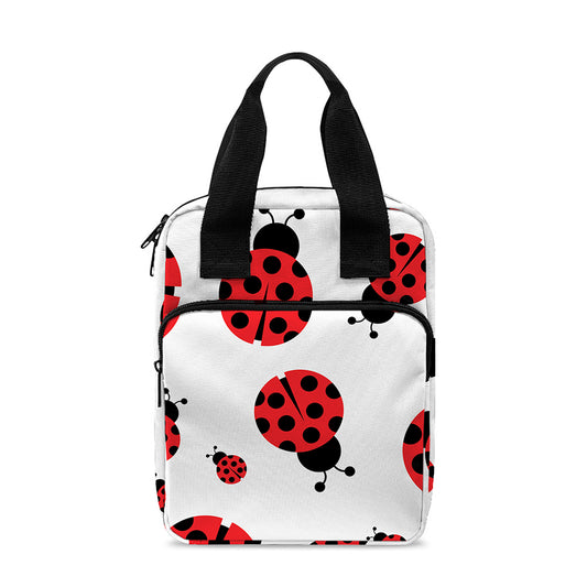 Red Ladybug Pattern Print Bible Tote Bag