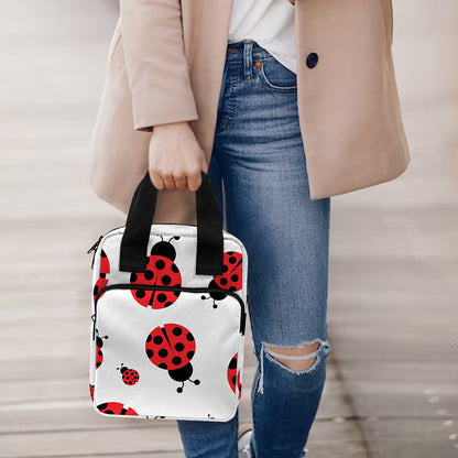 Red Ladybug Pattern Print Bible Tote Bag