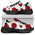 Red Ladybug Pattern Print Black Chunky Shoes