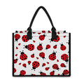 Red Ladybug Pattern Print Canvas Tote Bag