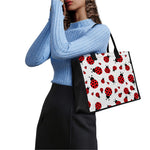 Red Ladybug Pattern Print Canvas Tote Bag