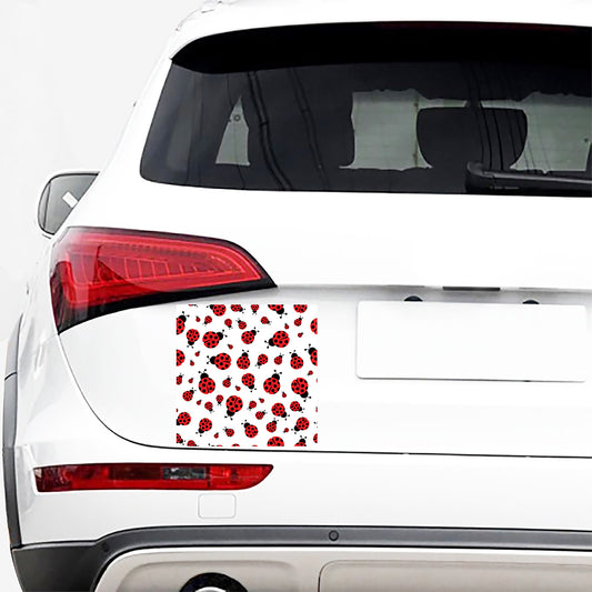 Red Ladybug Pattern Print Car Sticker