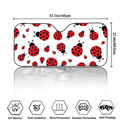 Red Ladybug Pattern Print Car Windshield Sun Shade
