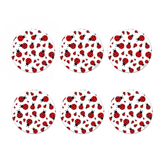 Red Ladybug Pattern Print Coaster Set