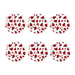 Red Ladybug Pattern Print Coaster Set