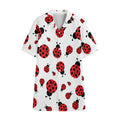 Red Ladybug Pattern Print Cotton Hawaiian Shirt