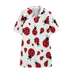 Red Ladybug Pattern Print Cotton Hawaiian Shirt