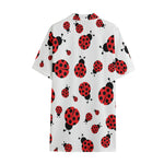 Red Ladybug Pattern Print Cotton Hawaiian Shirt