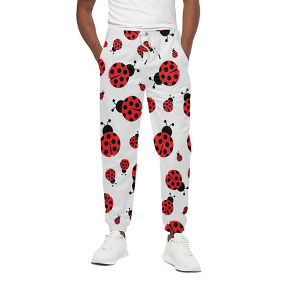 Red Ladybug Pattern Print Cotton Pants