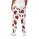 Red Ladybug Pattern Print Cotton Pants