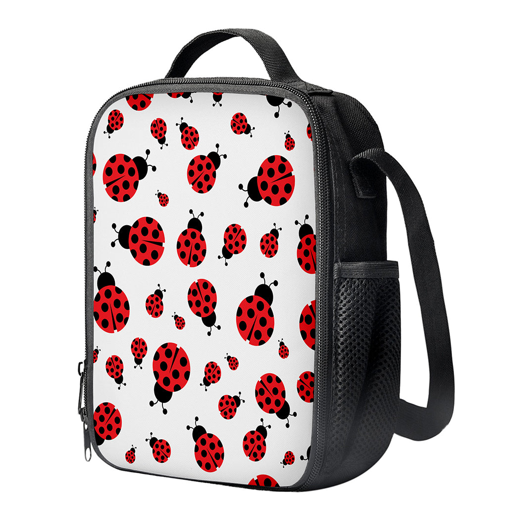 Red Ladybug Pattern Print Crossbody Lunch Bag